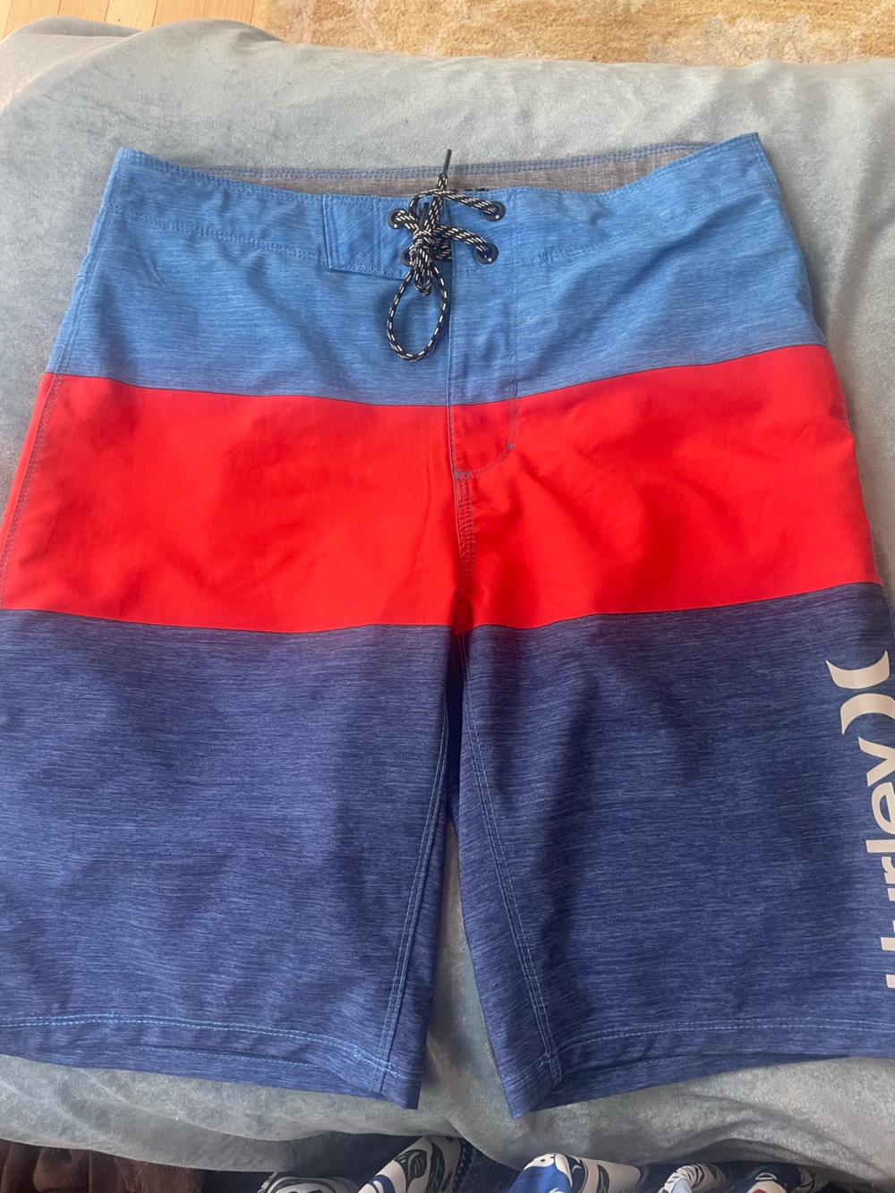 Hurley Blue Red Colorblock Kids Swim Trunks